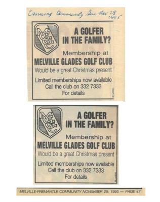 ADVERTISEMENTS FOR MGGC MEMBERSHIP 1995