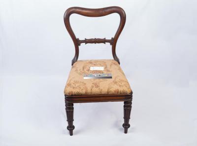 CHAIR: MAHOGANY WOOD WITH FLORAL CUSHION C.1845