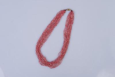 NECKLACE: 15 STRAND, RED BEADS, NEWMAN FAMILY