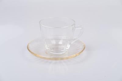 GLASS CUP AND SAUCER - AUSTERITY KITCHENWARE - WORLD WAR II