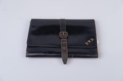 WRITING CASE: BLACK LEATHER, DWD ENSCRIBED IN GOLD