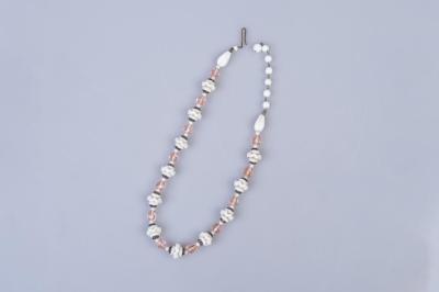 NECKLACE: WHITE AND PINK GLASS