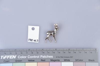 BROOCH: DEER SHAPED, SILVER COLOUR