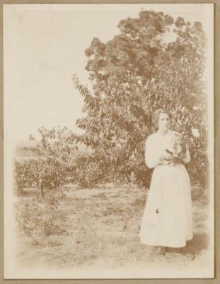 PHOTOGRAPH (DIGITAL COPY): WOMAN HOLDING CAT, ABRAHAMS FAMILY