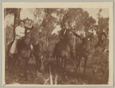 PHOTOGRAPH (DIGITAL COPY): GROUP ON HORSEBACK, ABRAHAMS FAMILY