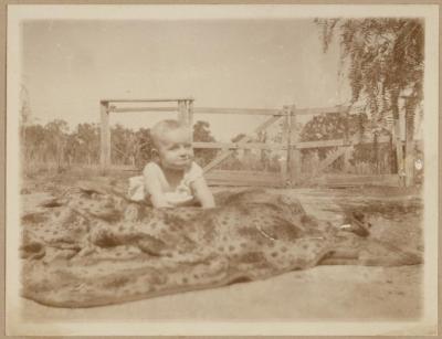 PHOTOGRAPH (DIGITAL COPY): BABY ON A FUR RUG, ABRAHAMS FAMILY