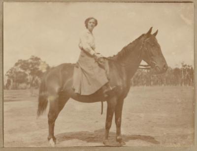 PHOTOGRAPH (DIGITAL COPY): WOMAN ON A HORSE, ABRAHAMS FAMILY