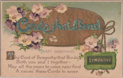 POSTCARD: 'CORDS THAT BIND', JIM AND LILLIAN DENNIS ANNIVERSARY COLLECTION