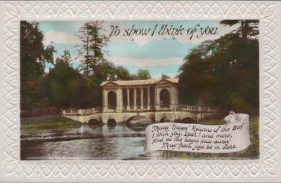 POSTCARD: 'TO SHOW I THINK OF YOU', JIM AND LILLIAN DENNIS ANNIVERSARY COLLECTION