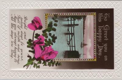 POSTCARD: 'TO GREET YOU ON THIS HAPPY DAY', JIM AND LILLIAN DENNIS ANNIVERSARY COLLECTION