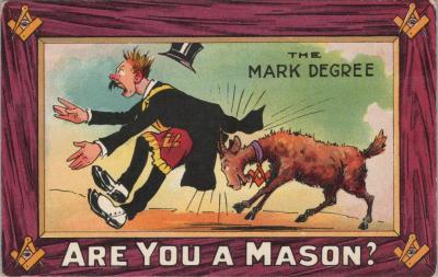 POSTCARD: 'ARE YOU A MASON', JIM AND LILLIAN DENNIS CHRISTMAS COLLECTION