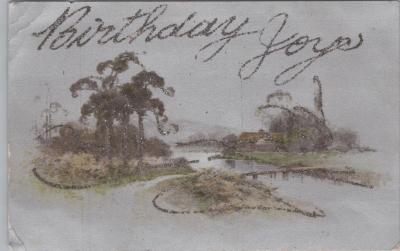 POSTCARD: 'BIRTHDAY JOY', JIM AND LILLIAN DENNIS COLLECTION