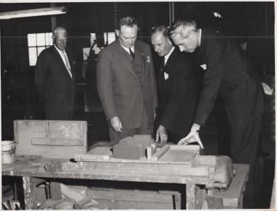 PHOTOGRAPH: PREMIER BRAND INSPECTING CORES, 70TH ANNIVERSARY OF METTERS LTD., 1965