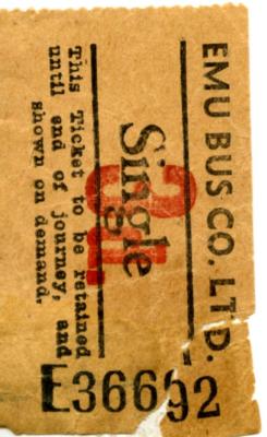 TICKET: 'SINGLE E36692', EMU BUS CO. LTD.