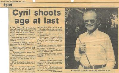 CYRIL SHOOTS HIS AGE - NEWSPAPER ARTICLE