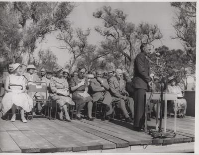 PHOTOGRAPH: MR RANCE SPEAKING AT FOUNDATION STONE CEREMONY FOR CITY HALL