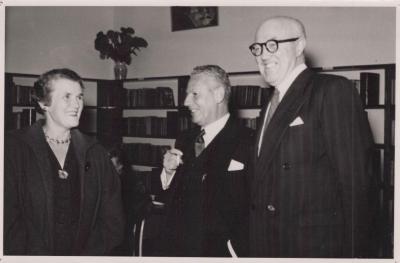 PHOTOGRAPH: DR ROBERTSON AND MAYOR ABRAHAMS AT OPENING OF CHILDREN'S LIBRARY