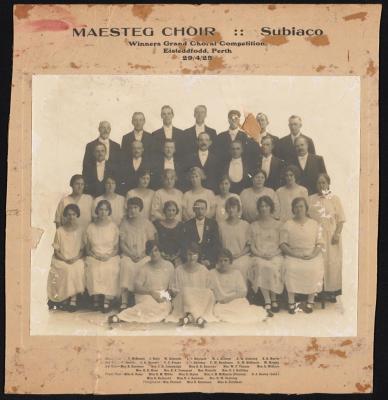 PHOTOGRAPH: MAESTEG CHOIR, SUBIACO 1925