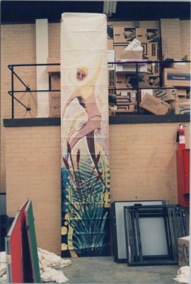 PHOTOGRAPH: SHANE PICKETT BANNER PAINTING STUDIO FOR ROKEBY ROAD 1996