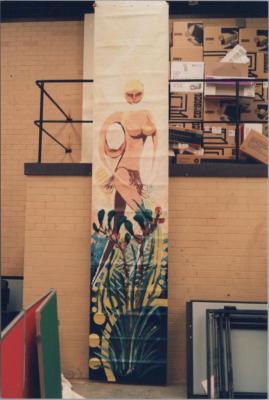 PHOTOGRAPH: SHANE PICKETT BANNER PAINTING STUDIO FOR ROKEBY ROAD 1996