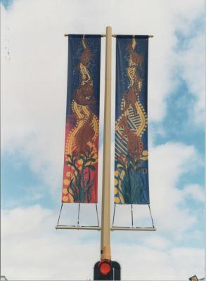 PHOTOGRAPH: SHANE PICKETT BANNER PAINTING STUDIO FOR ROKEBY ROAD 1996