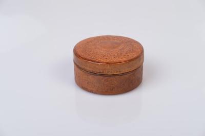 LEATHER BOX: SMALL, BROWN, EMBOSSED