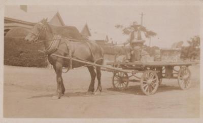 PHOTOGRAPH: GEORGE HANCOCK WITH HORSE AND DRAY