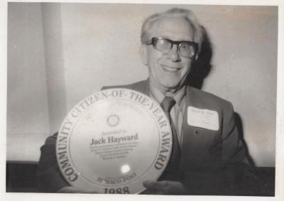 PHOTOGRAPH: JACK HAYWARD WITH COMMUNITY CITIZEN AWARD, 1988