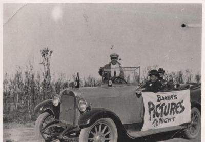 PHOTOGRAPH: PADDY BAKER AND TWO MEN IN A CAR, CIRCA 1925