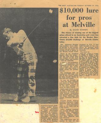 GLADES OPEN 1974 - NEWSPAPER ARTICLES