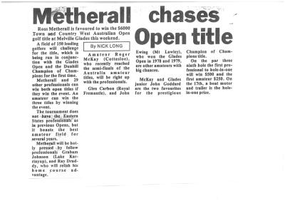 GLADES OPEN 1978 - NEWSPAPER ARTICLES