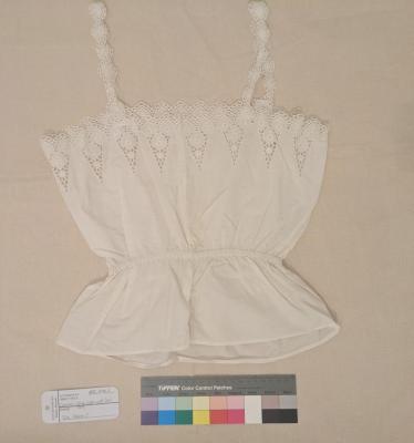 CAMISOLE: WHITE COTTON WITH LACE TRIM