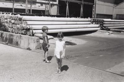 PHOTOGRAPH: HUMES CHILDREN BESIDE PIPES