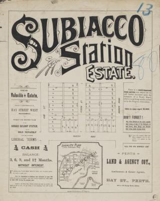 ESTATE PLAN (DIGITAL): SUBIACO STATION ESTATE, CIRCA 1900