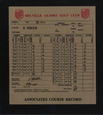 K. BRIGGS SCORECARD 1977