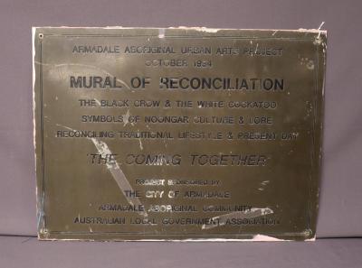 PLAQUE, COMMEMORATIVE - ARMADALE MURAL OF RECONCILIATION OCTOBER 1994