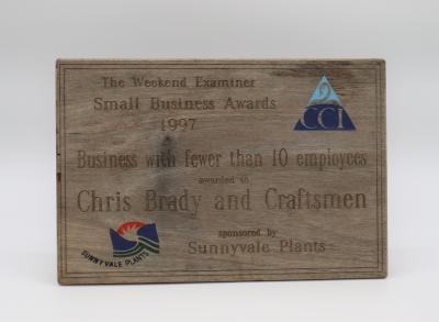 PLAQUE, AWARD - SMALL BUSINESS 1997