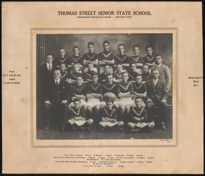 PHOTOGRAPH: THOMAS STREET SCHOOL FOOTBALL TEAM PREMIERS PERTH DIVISON 1927