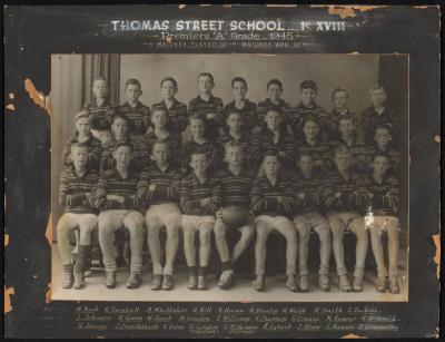 PHOTOGRAPH: THOMAS STREET SCHOOL FOOTBALL TEAM, PREMIERS 'A' GRADE, 1945