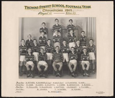 PHOTOGRAPH: THOMAS STREET SCHOOL FOOTBALL TEAM, CHAMPIONS 1949