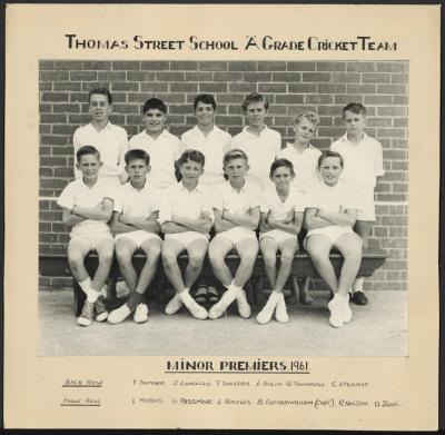 PHOTOGRAPH: THOMAS STREET SCHOOL 'A' CRICKET TEAM 1961