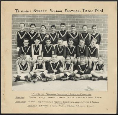 PHOTOGRAPH: THOMAS STREET SCHOOL FOOTBALL TEAM, 1961