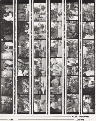 PHOTOGRAPH (PROOF SHEET): TREE SOCIETY EXHIBITION, TREE PLANTING AND MISS CHUGG DONATING CHESS TABLE FOR COUNCIL GARDENS