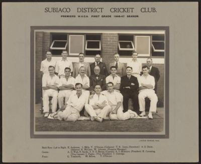 PHOTOGRAPH: SUBIACO DISTRICT CRICKET CLUB - PREMIERS W.A.C.A. 1ST GRADE 1946-47