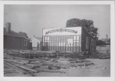 PHOTOGRAPH: METHODIST CHURCH HALL DEMOLITION, FROM METHODIST CHURCH DERBY ROAD ALBUM