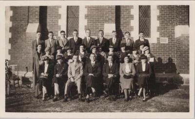 PHOTOGRAPH: SUNDAY SCHOOL STAFF, 1936, FROM ALBUM OF PHOTOGRAPHS METHODIST CHURCH DERBY ROAD