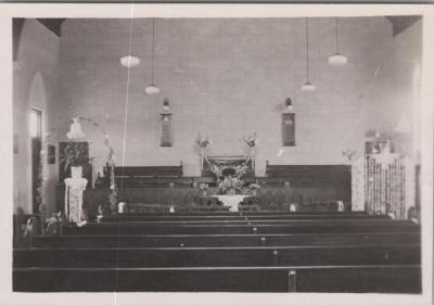 PHOTOGRAPH: INTERIOR WEDDING DECORATIONS 1940, FROM ALBUM OF PHOTOGRAPHS METHODIST CHURCH DERBY ROAD