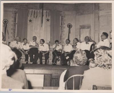 PHOTOGRAPH: GROUP ON MEN ON STAGE, FROM ALBUM OF PHOTOGRAPHS METHODIST CHURCH DERBY ROAD