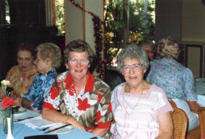 PHOTOGRAPH: SUBIACO UNITING CHURCH LADIES' GUILD CHRISTMAS PARTY 1989, GUEST MARGARET HARRIS AND MRS EDITH MATHER