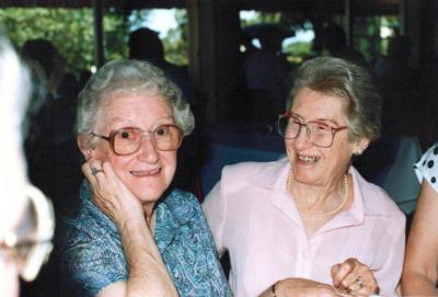 PHOTOGRAPH: SUBIACO UNITING CHURCH LADIES' GUILD CHRISTMAS PARTY 1989, TREASURER MRS LILIAN PARBUTT AND MRS RENE LAMB